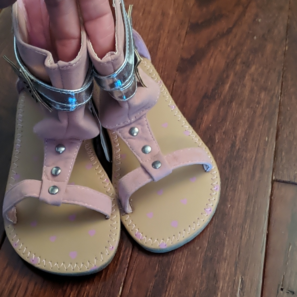 Vitamins Toddler Girl Sz 7 Pink & Silver Butterfly Sandals NEW